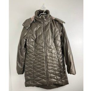 Eddie Bauer Shiny Brown Goose Down EB 550 Fill Power Coat